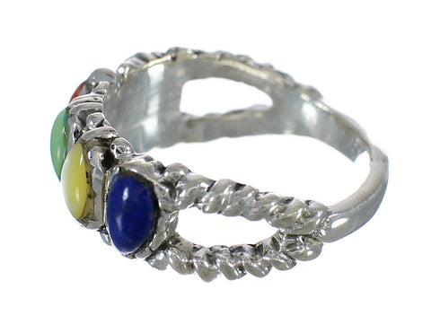 Genuine Sterling Silver Multicolor Jewelry Ring Size 5-3/4 MX60915